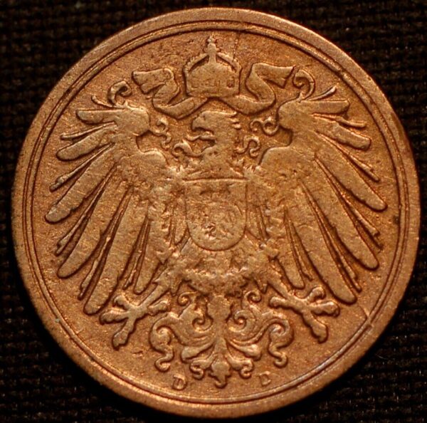 Germany 1 Pfennig 1906 D Wilhelm II KM# 10 - Image 2