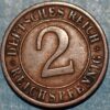 Germany Weimar Republic 2 Reichspfennig 1924 E KM# 38