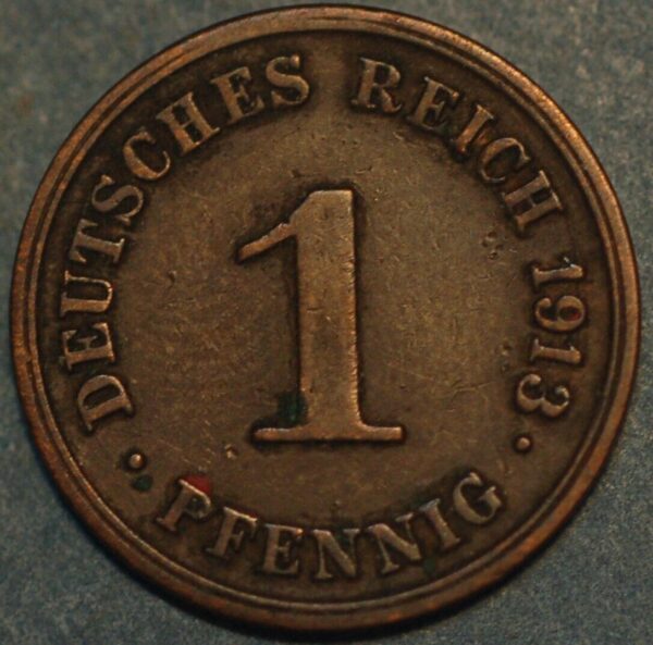 Germany 1 Pfennig 1913 G Wilhelm II KM# 10