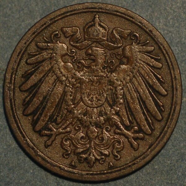 Germany 1 Pfennig 1911 A Wilhelm II KM# 10 - Image 2