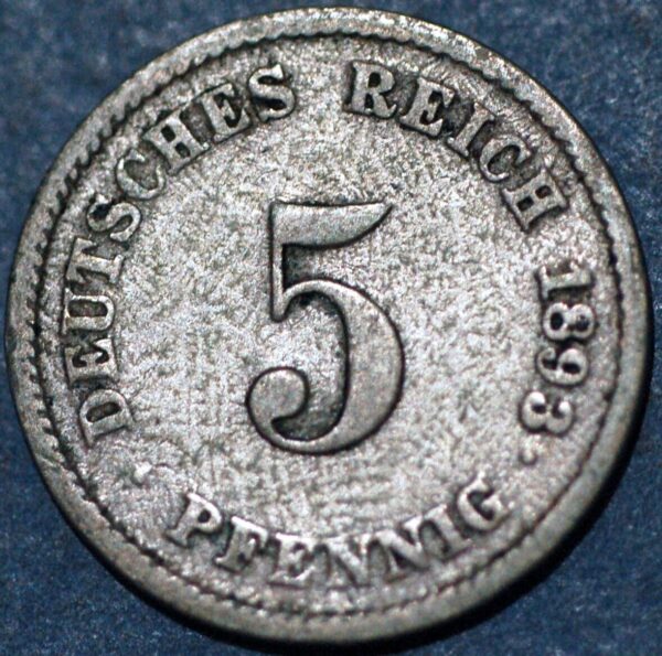 Germany Empire 5 Pfennig 1893 D KM# 11