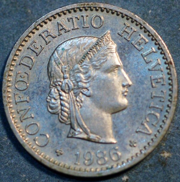Switzerland 10 Rappen 1986 KM# 27
