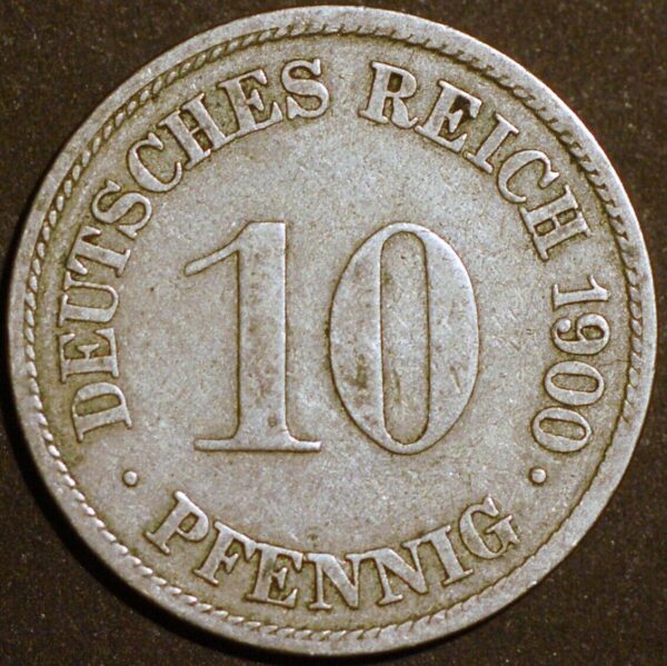 Germany Empire 10 Pfennig 1900 G Wilhelm II KM# 12