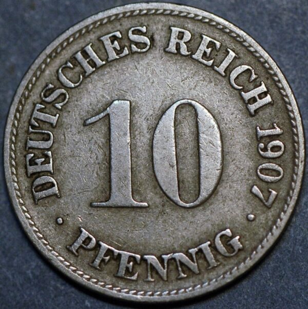 Germany Empire 10 Pfennig 1907 D Wilhelm II KM# 12