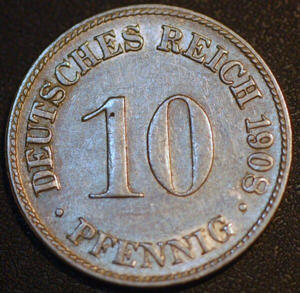 Germany Empire 10 Pfennig 1908 D Wilhelm II KM# 12