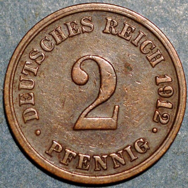 Germany 2 Pfennig 1912 G Wilhelm II KM# 16