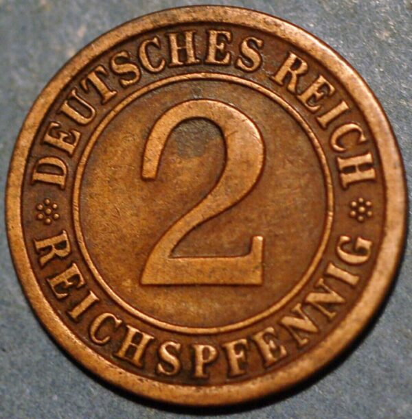 Germany Weimar Republic 2 Reichspfennig 1924 F  KM#38