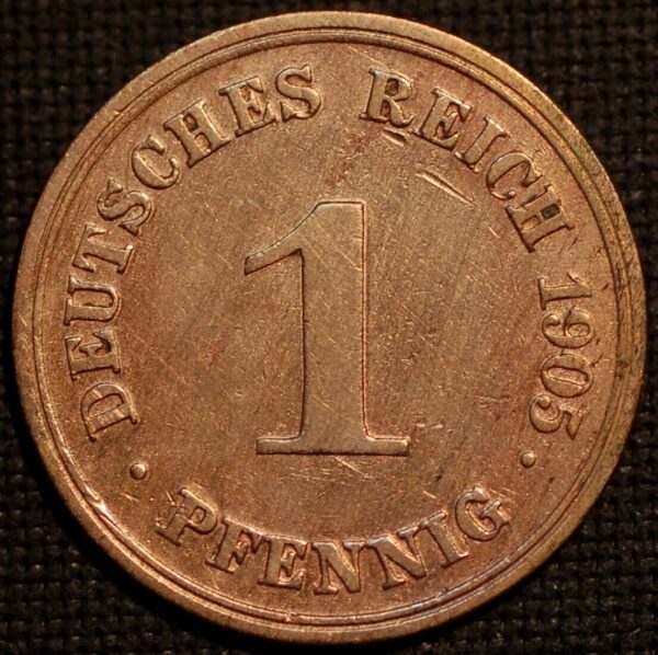 Germany 1 Pfennig 1905 D Wilhelm II KM# 10