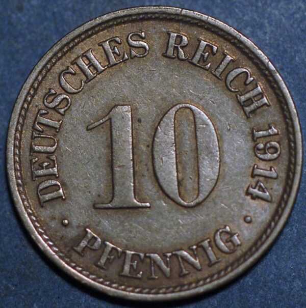 Germany Empire 10 Pfennig 1914 F Wilhelm II KM# 12