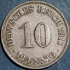 Germany Empire 10 Pfennig 1911 D Wilhelm II KM# 12