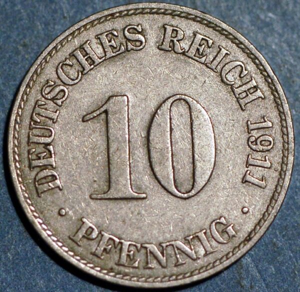 Germany Empire 10 Pfennig 1911 D Wilhelm II KM# 12