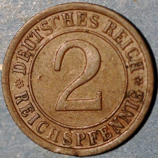 Germany Weimar Republic 2 Reichspfennig 1924 A KM#38