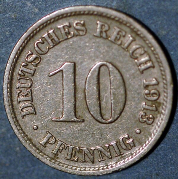 Germany Empire 10 Pfennig 1913 F Wilhelm II KM# 12