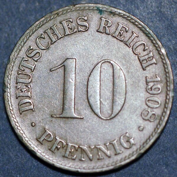 Germany Empire 10 Pfennig 1908 D Wilhelm II KM# 12