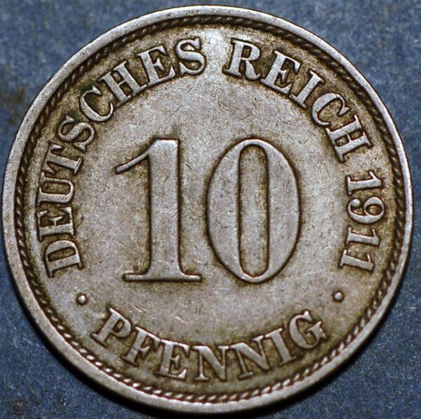 Germany Empire 10 Pfennig 1911 J Wilhelm II KM# 12