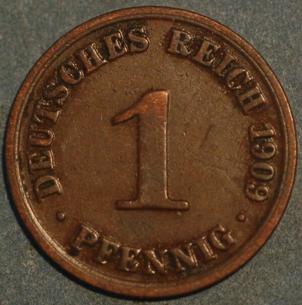 Germany 1 Pfennig 1909 A Wilhelm II KM# 10