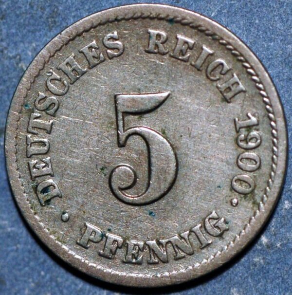 Germany Empire 5 Pfennig 1900 J KM# 11