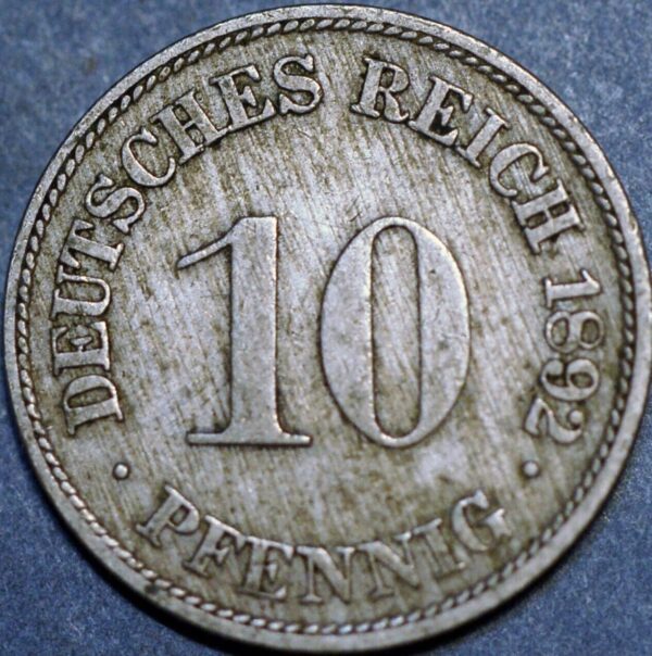 Germany Empire 10 Pfennig 1892 F Wilhelm II KM# 12