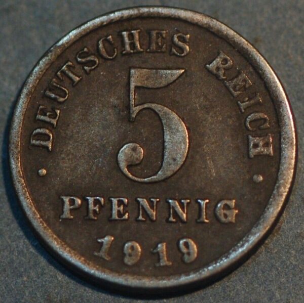 Germany Empire 5 Pfennig 1919 F KM# 19