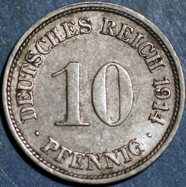 Germany Empire 10 Pfennig 1914 F Wilhelm II KM# 12