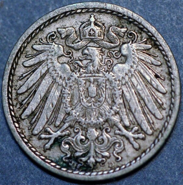 Germany Empire 5 Pfennig 1908 D KM# 11 - Image 2