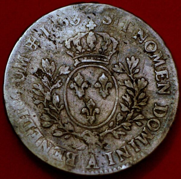 France ECU Louis XV 1753 A Mint Paris KM#512.1 Silver - Image 2