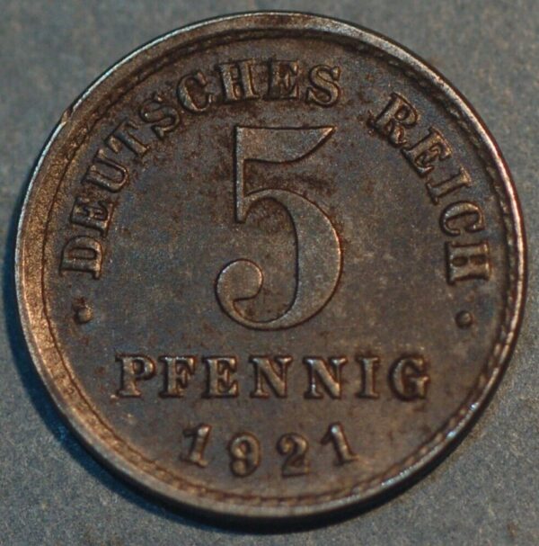 Germany Empire 5 Pfennig 1921 J KM#19