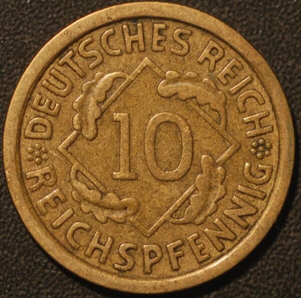 Germany Weimar Republic 10 Reichspfennig 1929 F KM# 40 - Image 2