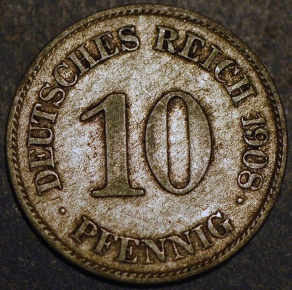 Germany Empire 10 Pfennig 1908 E Wilhelm II KM# 12