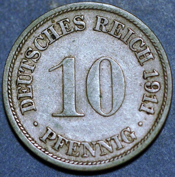 Germany Empire 10 Pfennig 1911 F Wilhelm II KM# 12