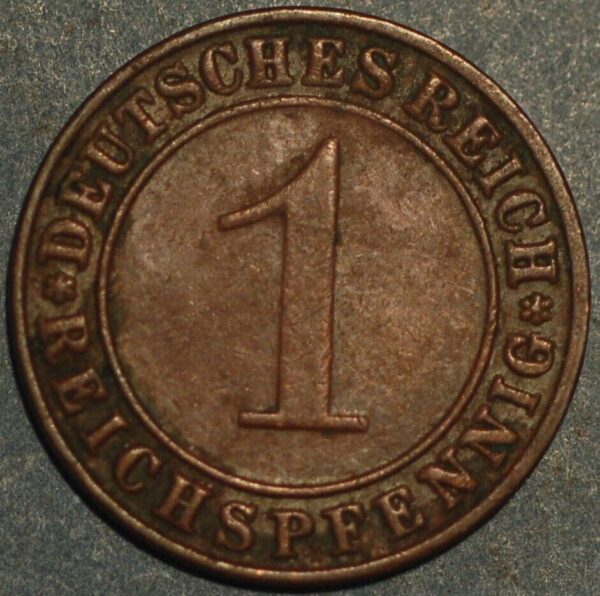 Germany Weimar Republic 1 Reichspfennig 1936 G KM# 37 - Image 2