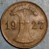 Germany Weimar Republic 1 Reichspfennig 1927 D KM# 37