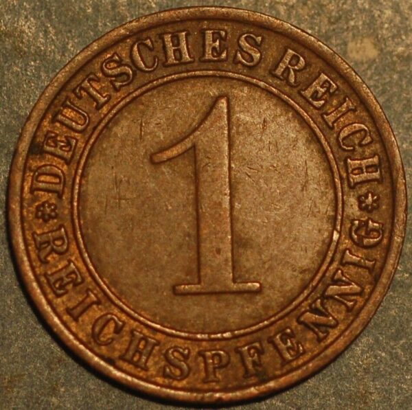 Germany Weimar Republic 1 Reichspfennig 1936 F KM# 37 - Image 2