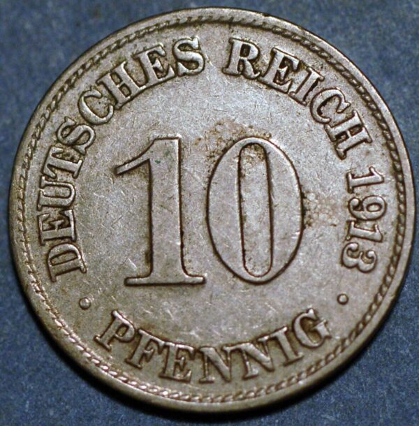 Germany Empire 10 Pfennig 1913 D Wilhelm II KM# 12