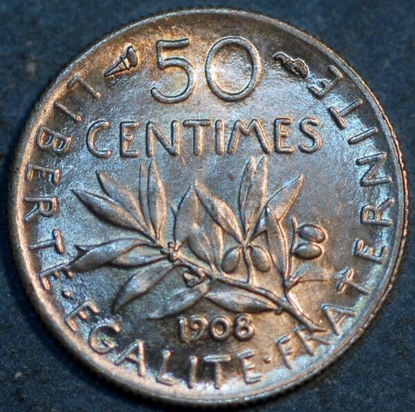 France 50 Centimes 1908 KM# 854