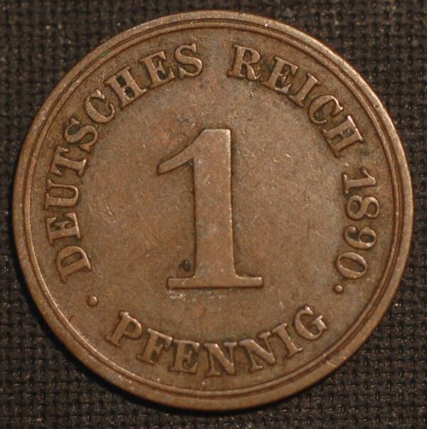 Germany 1 Pfennig 1890 F Wilhelm II KM# 10