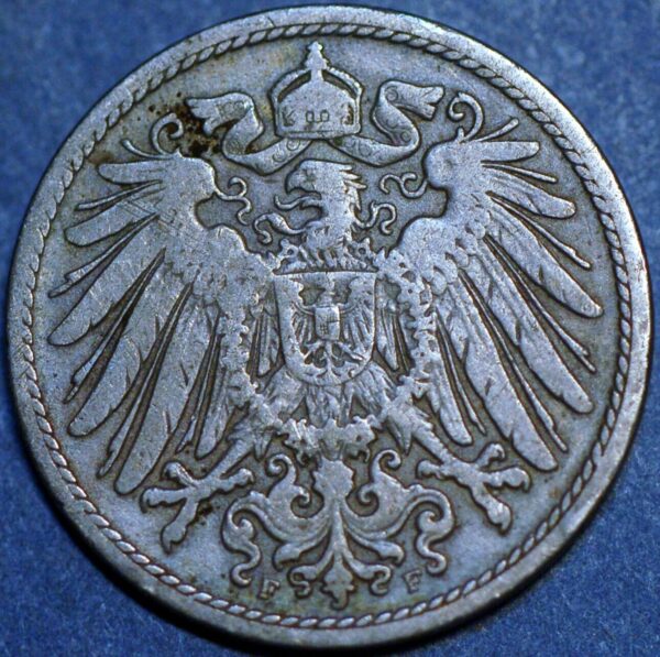 Germany Empire 10 Pfennig 1896 F Wilhelm II KM# 12 - Image 2