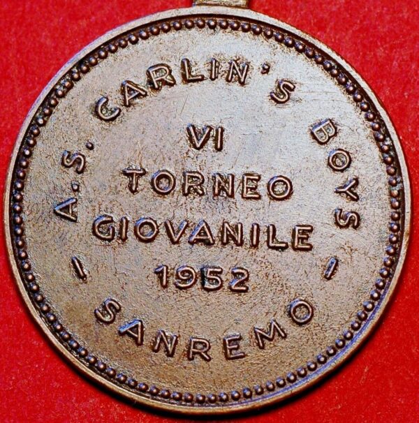 Italy Medal Saremo Turneo Giovanile 1952 - Image 2