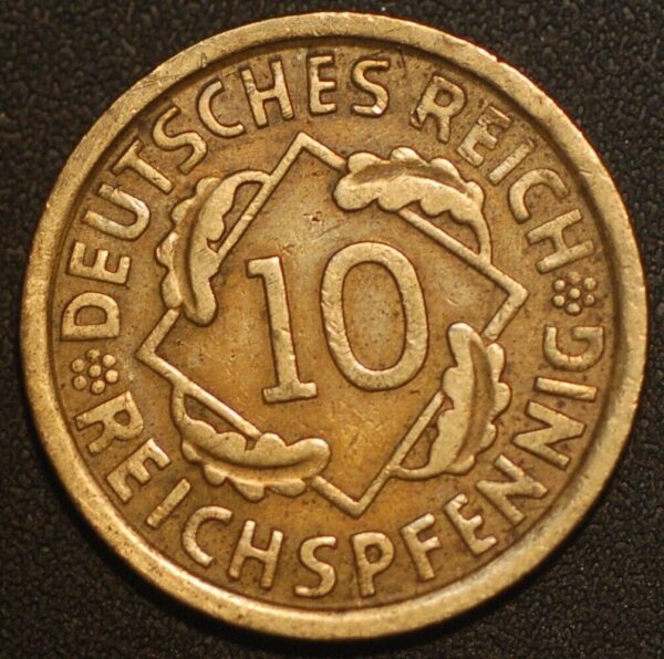 Germany Weimar Republic 10 Reichspfennig 1930 E KM#40 - Image 2