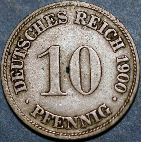 Germany Empire 10 Pfennig 1900 D Wilhelm II KM# 12