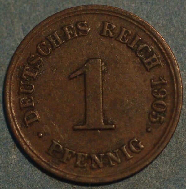 Germany 1 Pfennig 1905 D Wilhelm II KM# 10