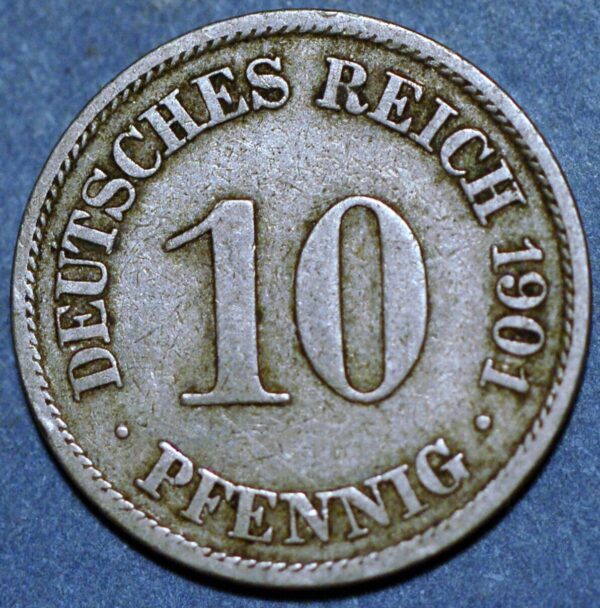 Germany Empire 10 Pfennig 1901 A Wilhelm II KM# 12