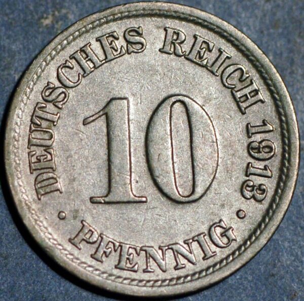 Germany Empire 10 Pfennig 1913 F Wilhelm II KM# 12