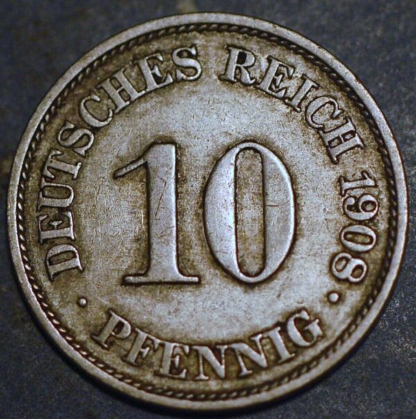 Germany Empire 10 Pfennig 1908 A Wilhelm II KM# 12