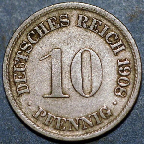 Germany Empire 10 Pfennig 1908 F Wilhelm II KM# 12