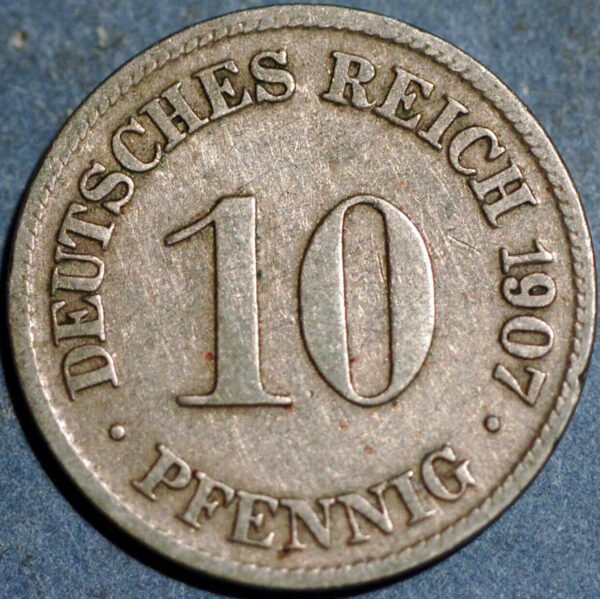 Germany Empire 10 Pfennig 1907 D Wilhelm II KM# 12