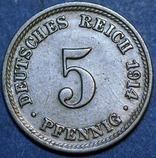 Germany Empire 5 Pfennig 1914 D KM# 11