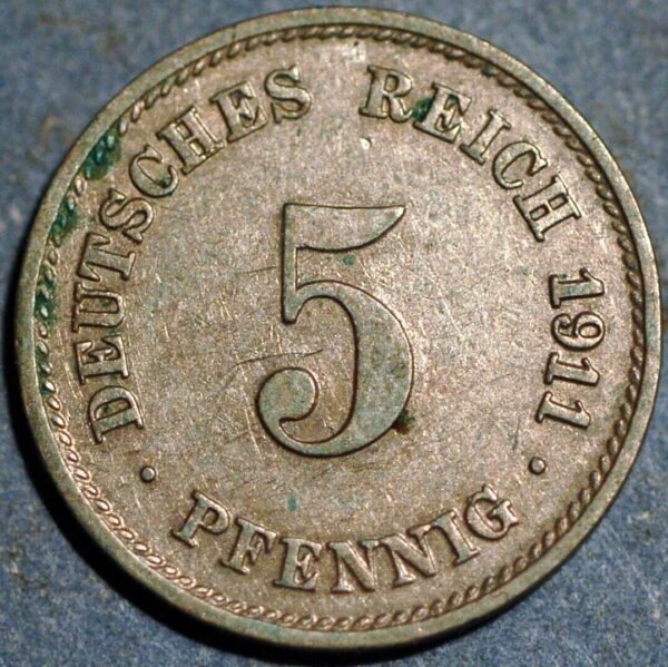 Germany Empire 5 Pfennig 1911 G KM# 11