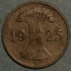 Germany Weimar Republic 1 Reichspfennig 1925 A KM# 30