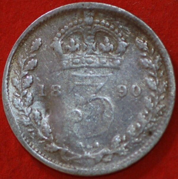 Great Britain 3 Pence 1890 KM# 758 - Image 2